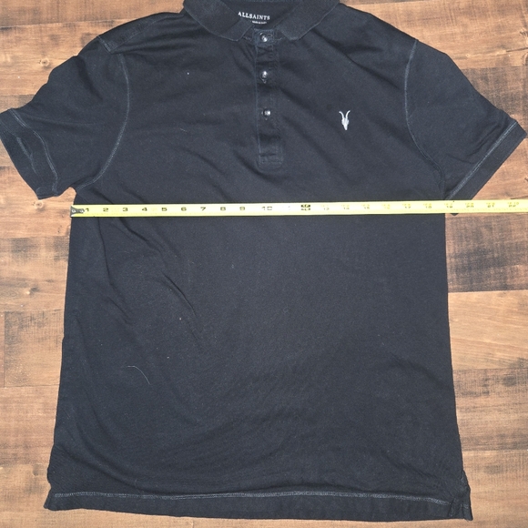 All Saints Black Short Sleeve Polo Shirt Youth Large Minimalist Quiet Luxury - Picture 4 of 9